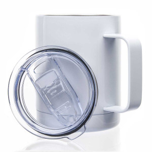 Cana termica pentru sublimare metal (otel 304) "Yeti" alb cu maner (350 ml). Photo 2